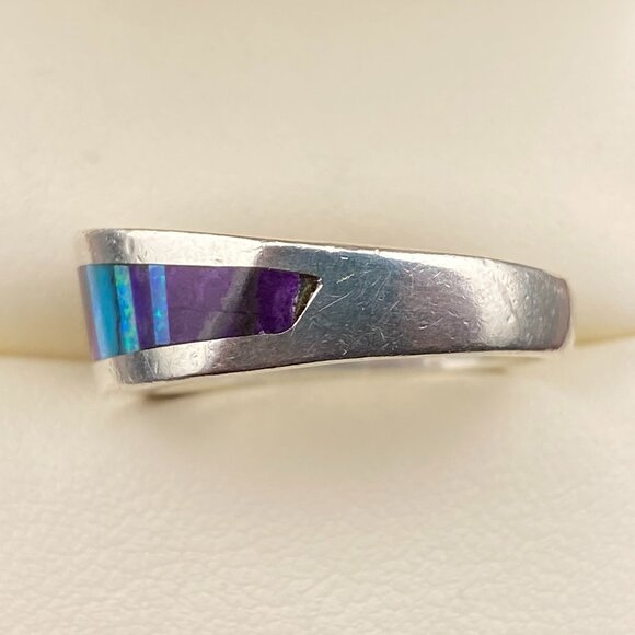 Native American Sugilite Turquoise Opal Inlay Ring Size 7.5 Unknown Artist Fish - Picture 4 of 16